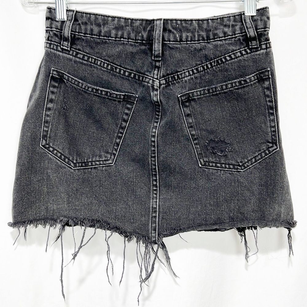 We The Free A-Line Washed Black Button Fly Distressed Denim Skirt OB792191 25 - Picture 9 of 14
